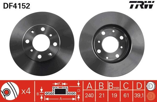2x TRW Front Brake Discs Vented 310mm DF4359 Discount Car Parts 